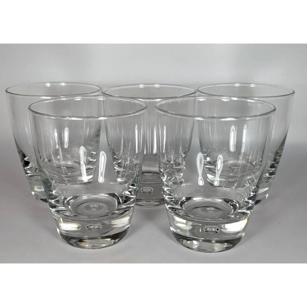Bormioli Rocco Luna Double Old Fashioned Glasses 12 oz Bubble Base Set of 5